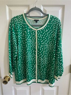 Talbots green dot cardigan